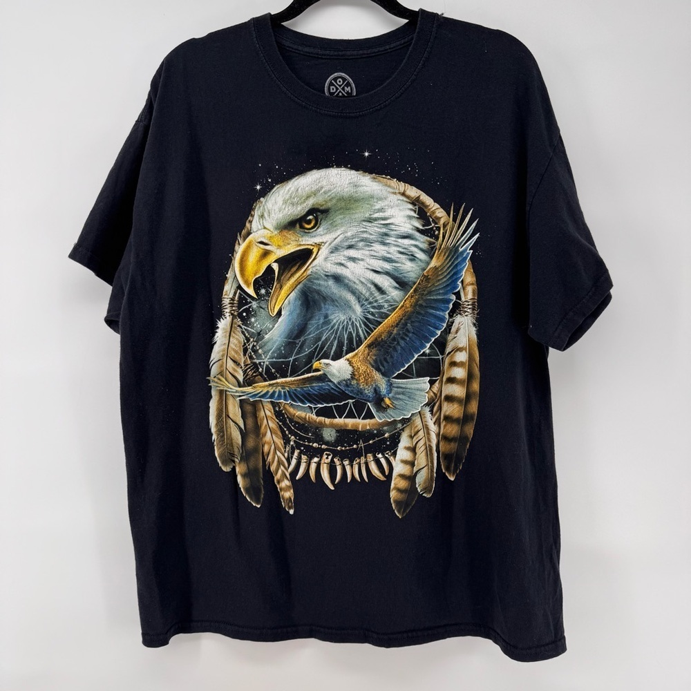 Men’s Dom Eagle Dream Catcher Graphic Black Tee T-Shirt XL